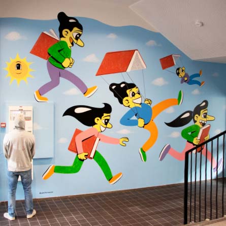 Primary school mural. The big jump