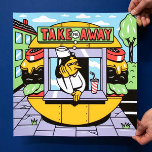 New Silk Screen print. Available in the web shop. Title 'Take Me Away'. 40x40cm, Edition of 65. Signed and numbered by HuskMitNavn