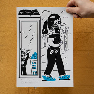 The Blue Shoes. New silkscreen print. Available in the webshop. A4 size, edition of 85