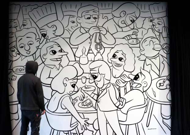 Mural and menucard for Geranium restaurant in Copenhagen