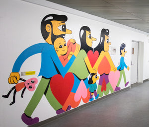 Two murals at the children's heart center at copenhagen rigshospitalet
