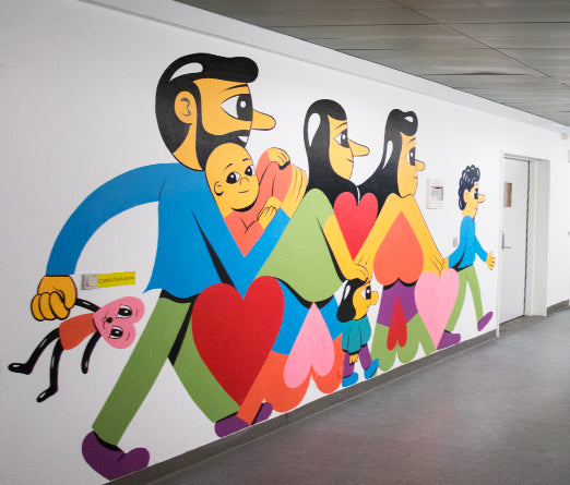 Two murals at the children's heart center at copenhagen rigshospitalet