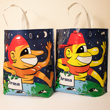 Bag made for Irma supermarket. Eco-friendly, made of sugar canes.