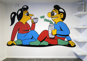 Mural at Café Nutid in Copenhagen. A volunteer café.