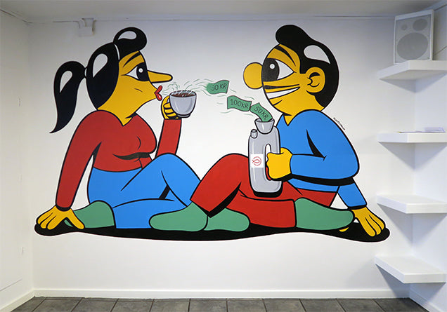 Mural at Café Nutid in Copenhagen. A volunteer café.
