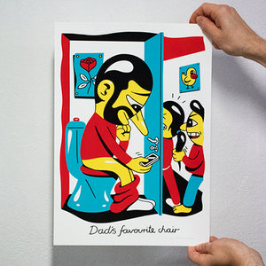 'Dad's Favourite Chair' Silkscreen print, A3 size, Edition of 82. Available in the webshop