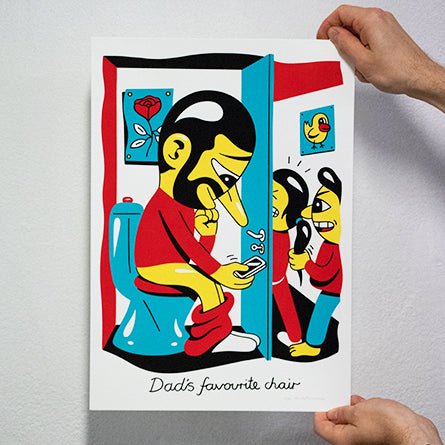 'Dad's Favourite Chair' Silkscreen print, A3 size, Edition of 82. Available in the webshop