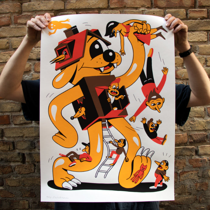 Doghouse. New silkscreen print. Available in the webshop. 50x70cm, edition of 90. Signed and numbered by HuskMitNavn