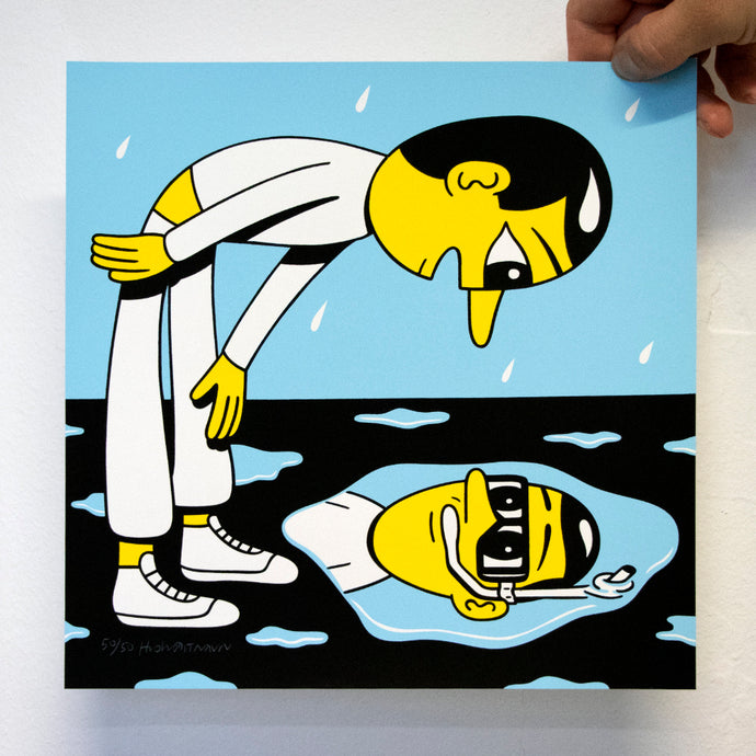 THE PUDDLE. New silkscreen print. Available in the webshop. 25 x 25 cm, edition of 50. Signed and numbered by HuskMitNavn