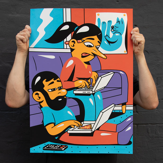 New Silk Screen print. Available in the web shop. Title' The Couple'. 50x70cm, Edition of 60. Signed and numbered by HuskMitNavn