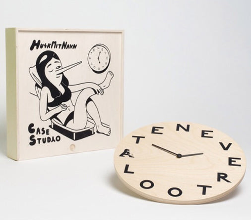 Never Too Late wall clock by HuskMitNavn and Case Studyo.